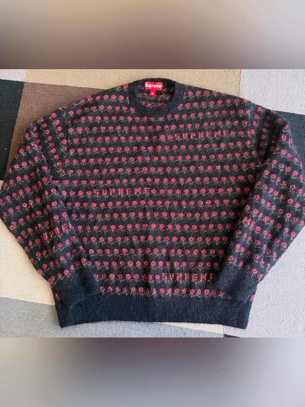 Supreme Flowers Metallic Sweater Black large